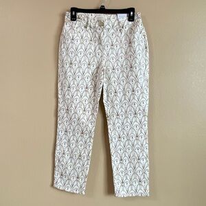 Chicos New Size 00 US 2‎ Cream Rhinestone and Lace Cropped Pant Sateen Skimmer